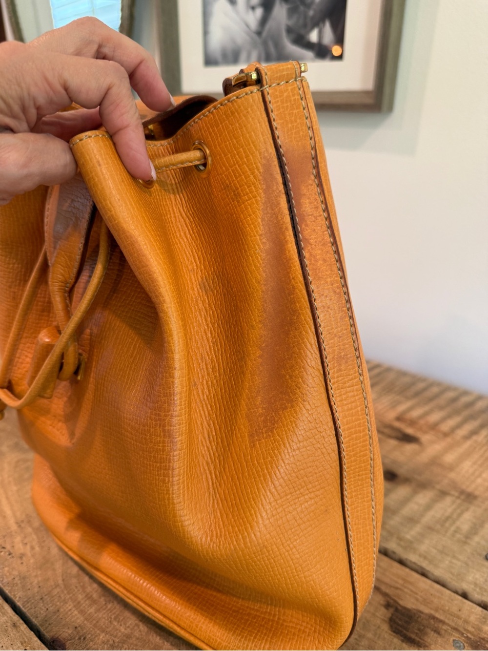 Loewe Vintage Leather Drawstring Bucket Shoulder Bag Authentic COA Project - Picture 8 of 15